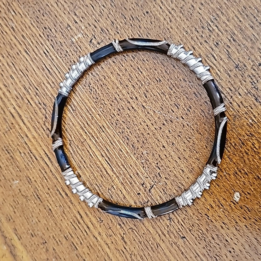 Vintage Silver and Black Hoop Bracelet